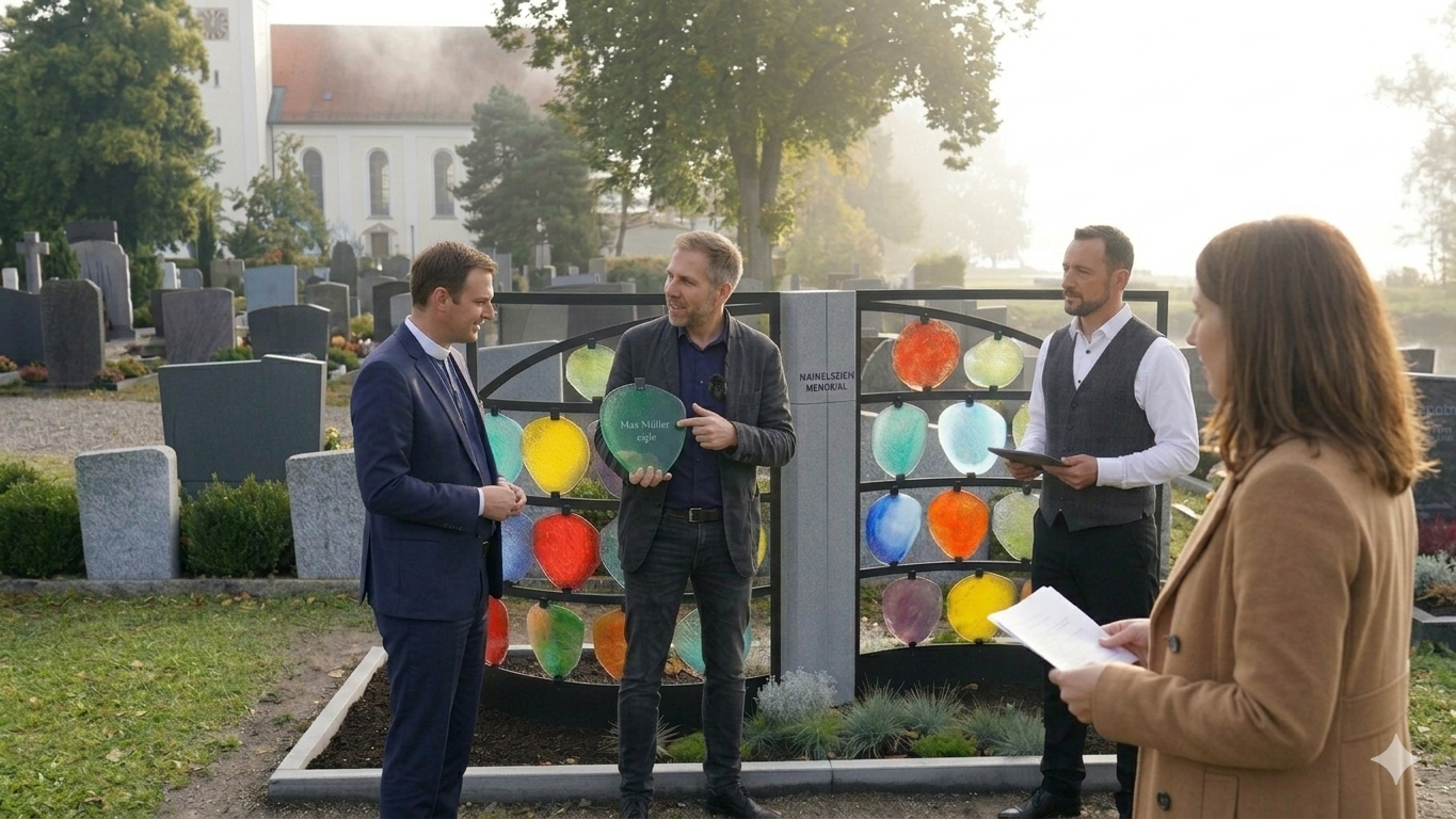 Himmelreich Memorial Urnengrabanlage — handgefertigte Glasplatten