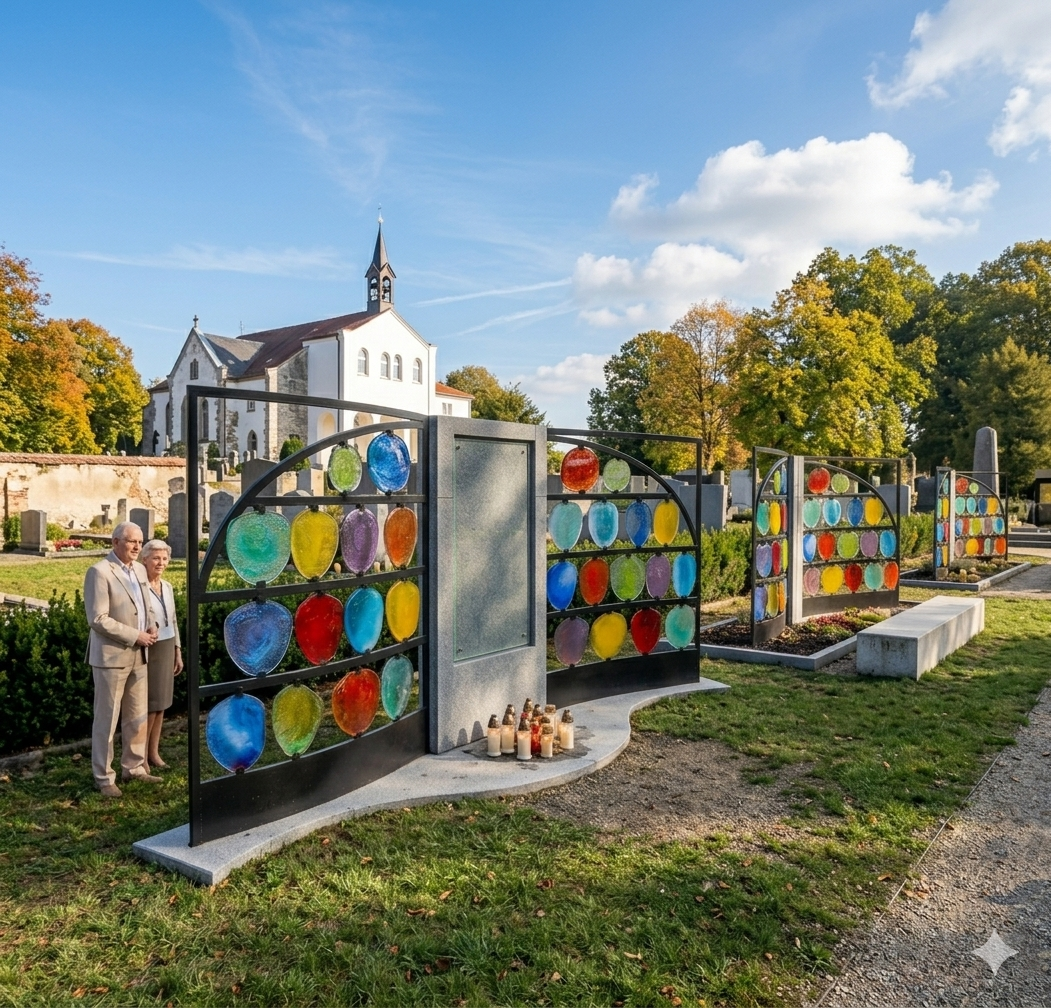 HIMMELREICH MEMORIAL — Gesamtansicht Friedhof Lenzfried mit Kirche